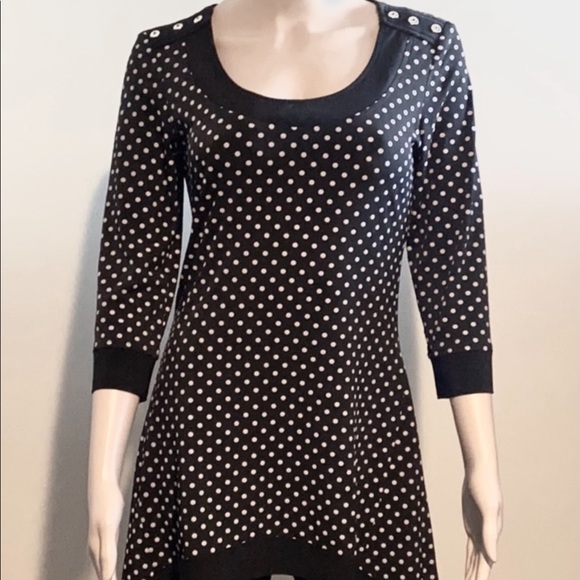Boat neck polka dot tunic with 3/4 sleeves, retro inspired made in Canada - Picture 1 of 6